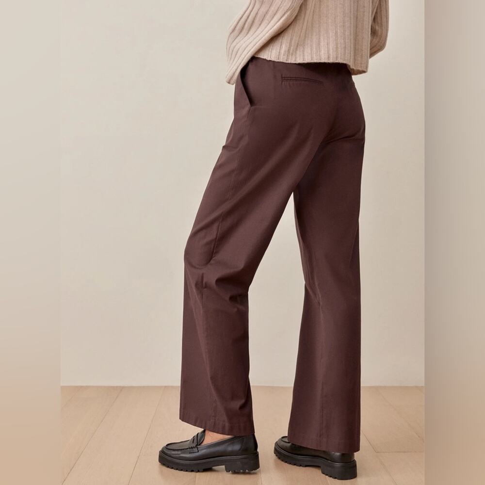 Reformation Brown Rox Button Front Wide Leg Trouser Pants Womens Size 12 - Picture 3 of 8